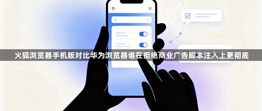 火狐浏览器手机版对比华为浏览器谁在拒绝商业广告脚本注入上更彻底1