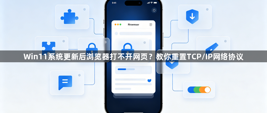 Win11系统更新后浏览器打不开网页?教你重置TCP/IP网络协议1